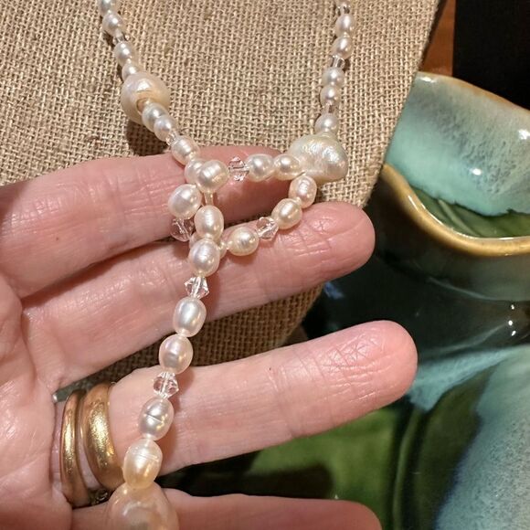 Genuine Freshwater Pearl Lariat Style Necklace & Matching Bracelet (Handcrafted) - Picture 3 of 7